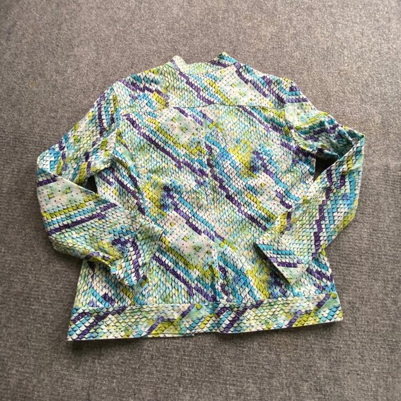 Additions By Chico's Jacket Women's Medium Open Front Denim Colorful Snakeskin - Picture 10 of 10